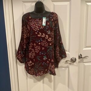 2X Le Lis maroon blouse - NWT